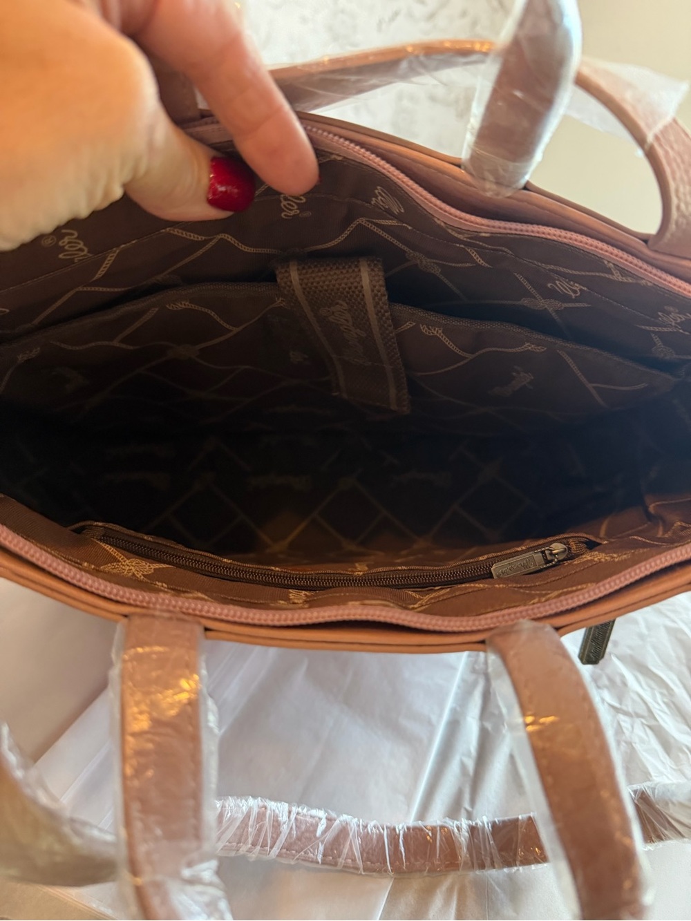 Wrangler Pink Patchwork Tote Bag with Faux Leather Trim and Bling - Picture 6 of 6